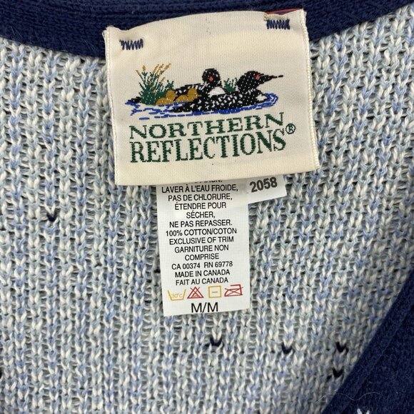 Northern Reflections Sweater Vest Blue Sailboat Beach Coastal Full Zip Womens M - Picture 2 of 3
